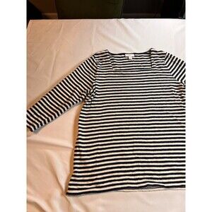 J Jill Striped Square Neckline Knitted Top Size Small